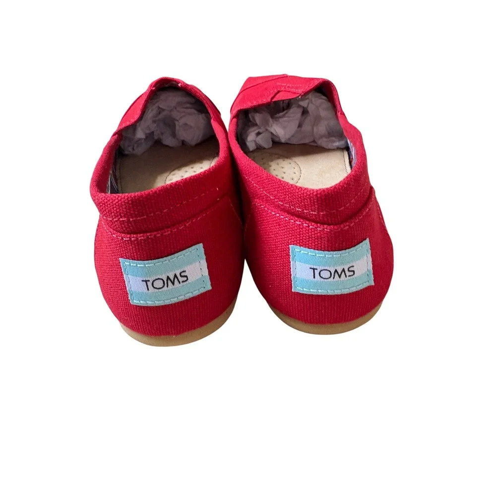 TOMS Wmn Alpargata Red Canvas Slip On Shoes 10000874 Size 7.5 NEW
